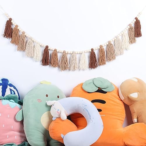 Boho Tassel Garland with Wood Beads for Home Decor