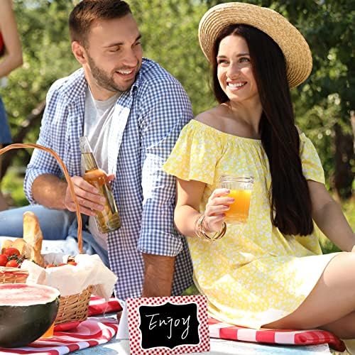 TaoBary 24 Pcs Red Gingham Picnic Decoration Signs
