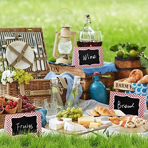 TaoBary 24 Pcs Red Gingham Picnic Decoration Signs