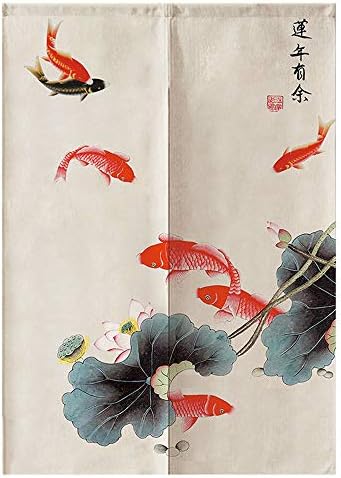 MYRU Japanese Noren Door Curtain Tapestry Red Fish