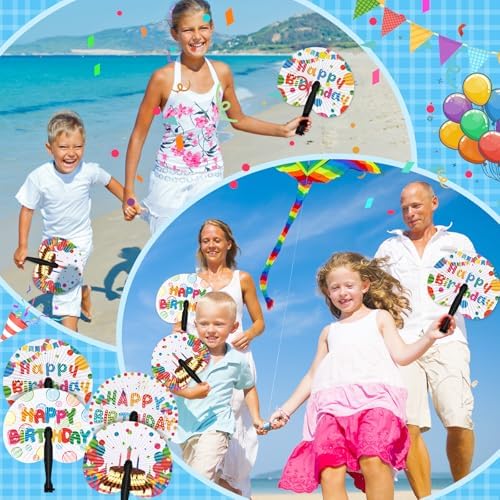 Taiyin 48 Pack Birthday Paper Fans for Summer Parties