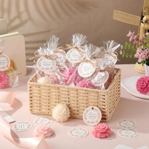 Demissle 20 Pack Flower Mini Soap Favors Dark Pink