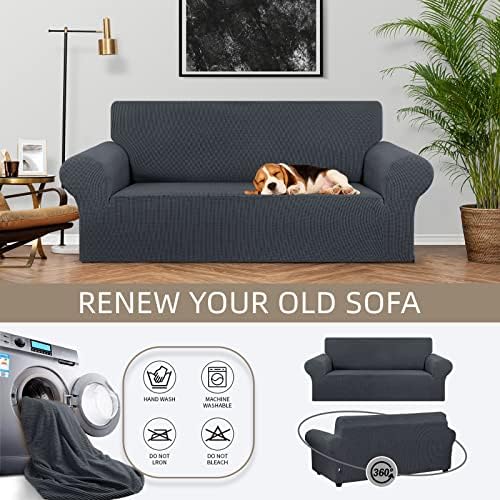 KEKUOU Stretch Loveseat Sofa Cover Slipcover for 2 Cushion Couch 55-78