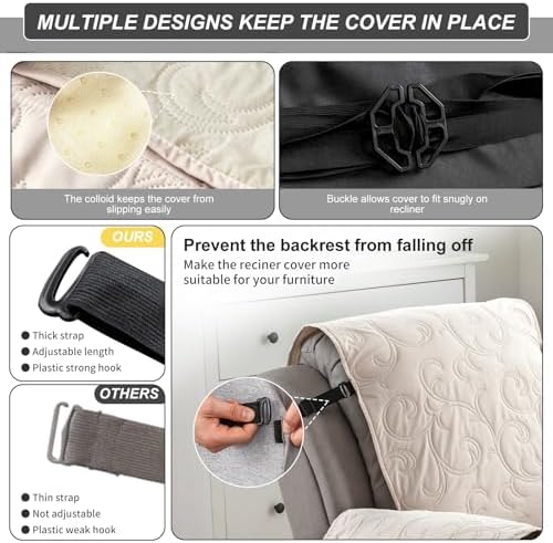 Waterproof Recliner Chair Cover for Pets Kids 236 Inch Beige