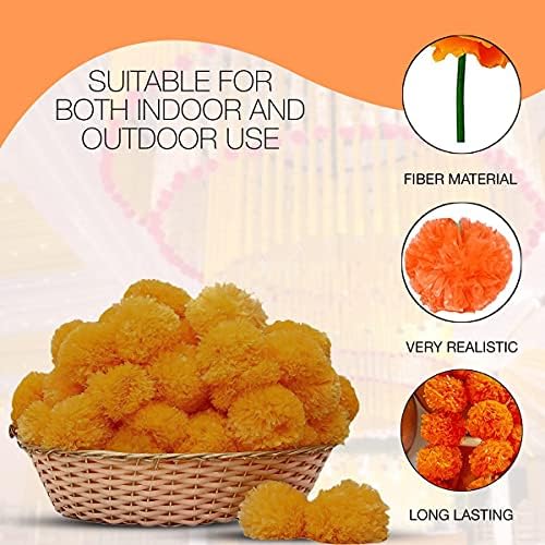 DIYANA IMPEX 5 Feet Marigold Garland Decor
