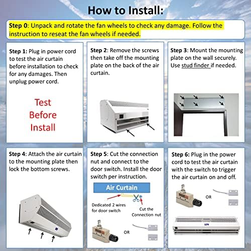 Awoco 36 Inch 2 Speeds 1200CFM Air Curtain
