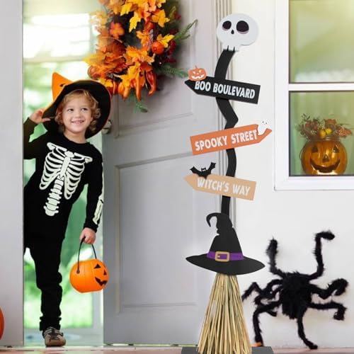 DAZONGE Halloween Witch Broom Lighted Decoration
