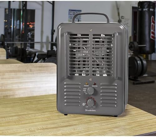 Comfort Zone 1500W Electric Space Heater with Thermostat and Safety Features