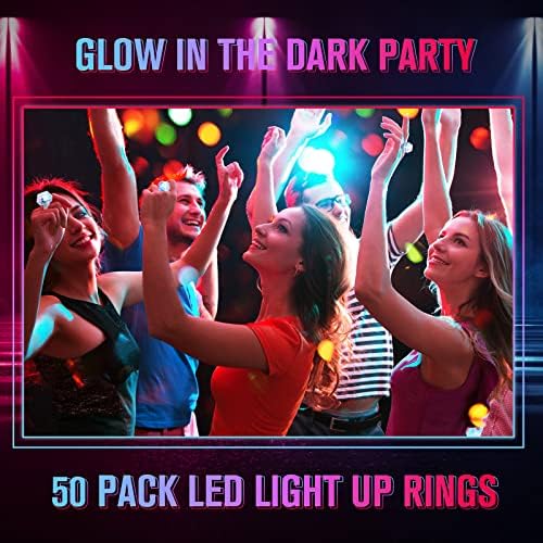Vicenpal 50-Pack Flashing LED Light Up Ring Decorations