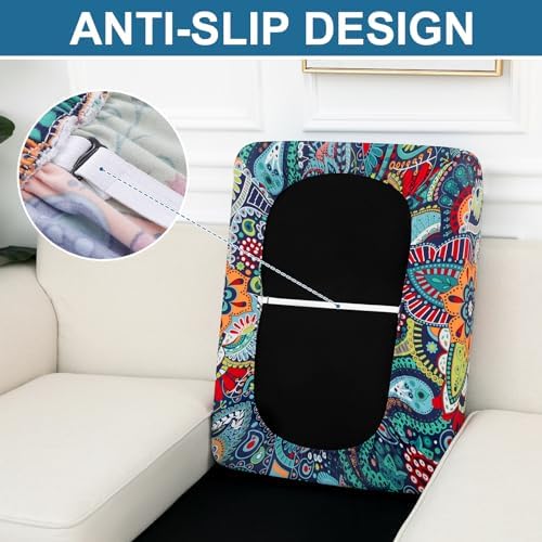 Smiry Printed Sofa Cushion Covers Stretch Soft Non-Slip 1 Pack Blue Green