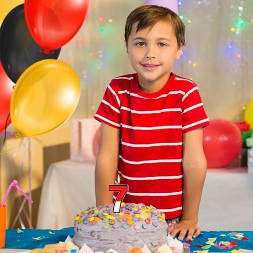 Cartoon Red and White Number 7 Birthday Cake Topper