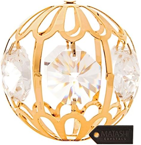 Matashi 24K Gold Plated Crystal Ball Ornament