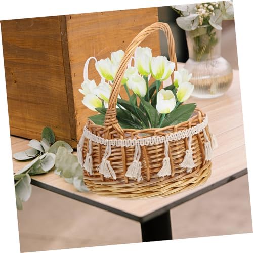 Ciieeo Portable Woven Flower Girl Basket for Weddings