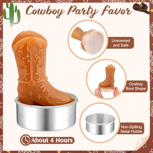 Landhoow 24 Piece Mini Cowgirl Boot Tealight Candle Set
