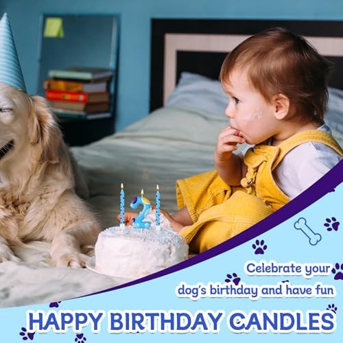 13PCS Blue Dog Paw Birthday Candles Set for Boy Girl Parties