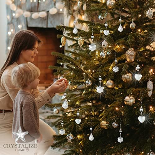 Crystal Decor Christmas Wedding Heart Hanging Ornaments 3-Pack