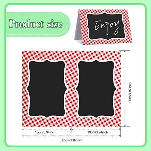 TaoBary 24 Pcs Red Gingham Picnic Decoration Signs