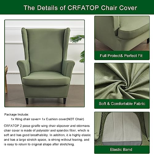 CRFATOP 2-Piece Stretch Wingback Chair Slipcover