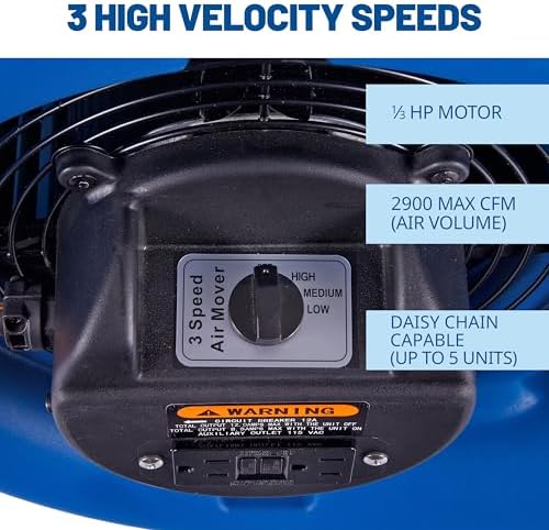BlueDri Max Storm 35 Floor Fan - 2900 CFM 3 Speeds