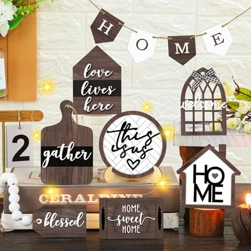 FairySandy 11 Piece Rustic Farmhouse Tiered Tray Decor Set