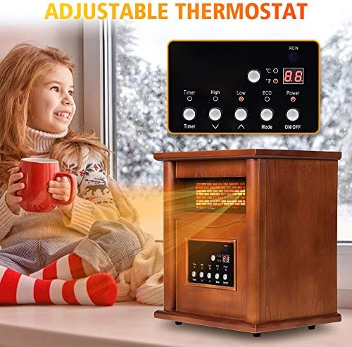 Electric Infrared Space Heater with 3 Heat Settings and Remote Control