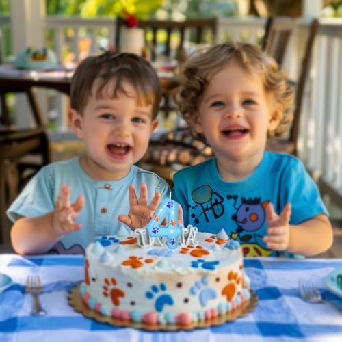 Blue Dog Paw Birthday Candles for Kids