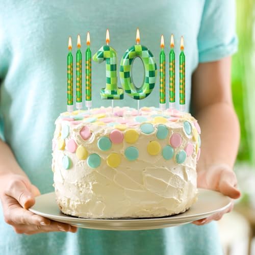 Zlongron 14 Piece Green Pixel Birthday Candles