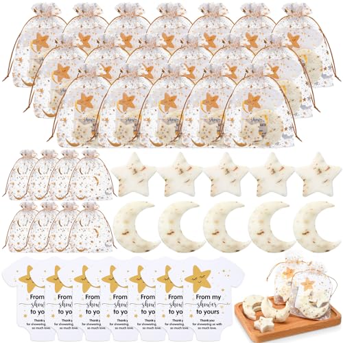 50 Set Baby Shower Favors Lavender Moon Star Soaps with Cards