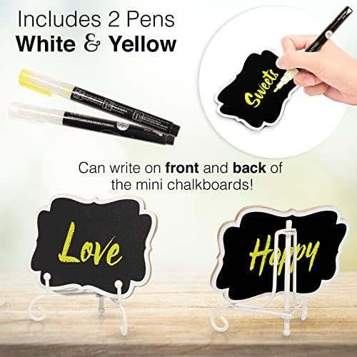 Mini Chalkboard Signs 10 Pack with Iron Stand and 2 Pens