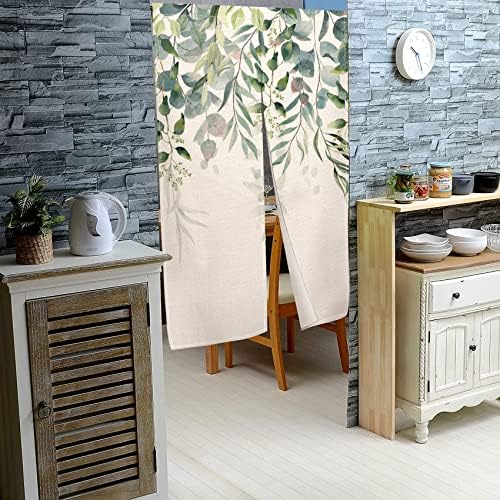 Green Leaves Eucalyptus Noren Curtain Door Divider