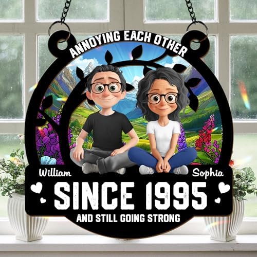 Personalized Couple Sun Catcher Ornament Wedding Anniversary Decor