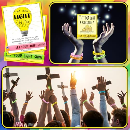 30 Sets Glow in the Dark Christian Bracelets with Bible Cards