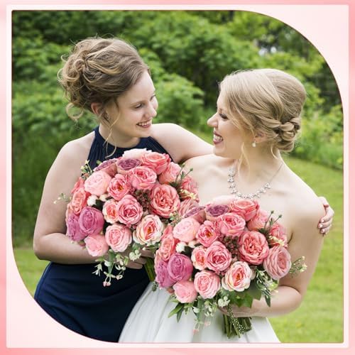 Geosar 16 Bundle Artificial Peonies Flowers for Decoration