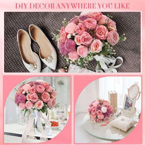 Geosar 16 Bundle Artificial Peonies Flowers for Decoration
