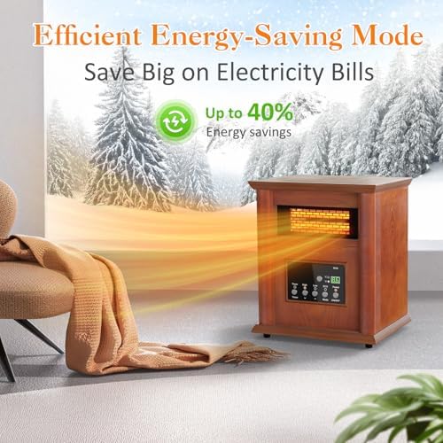 Electric Infrared Space Heater with 3 Heat Settings and Remote Control