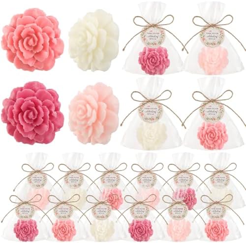 Demissle 20 Pack Flower Mini Soap Favors Dark Pink