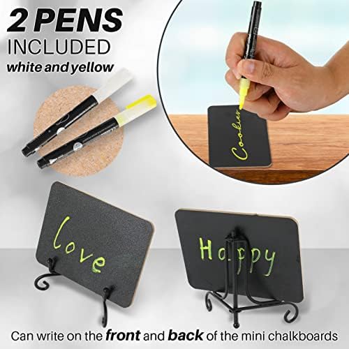 Mini Chalkboard Signs 18 Pack Black with Iron Stand