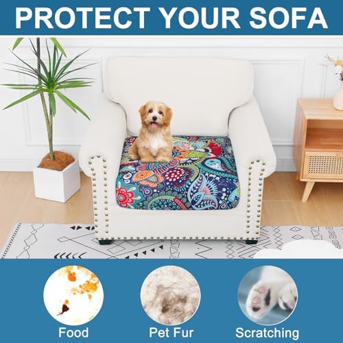Smiry Printed Sofa Cushion Covers Stretch Soft Non-Slip 1 Pack Blue Green