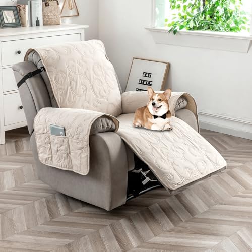 Waterproof Recliner Chair Cover for Pets Kids 236 Inch Beige
