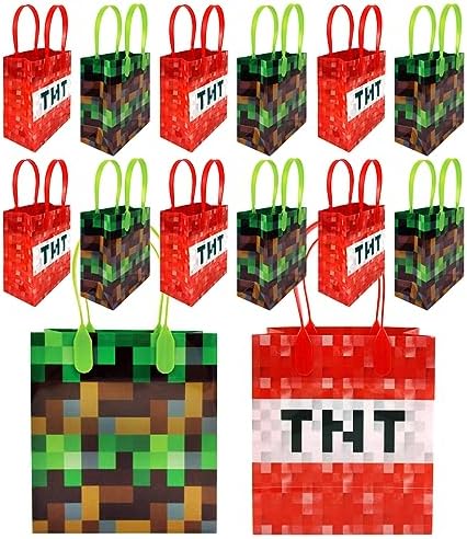 Pixels Miner Themed Party Favor Bags Treat Bags, 12 Pack