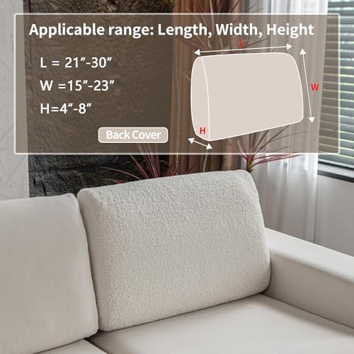 OHSIO Stretch Sofa Slipcover - 1 Piece Ivory Back Cushion Cover