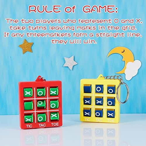 Hicarer Tic Tac Toe Keychain Party Favor Set 16 Pcs