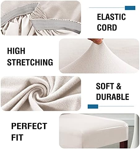 HVERSAILTEX Waterproof Bar Stool Covers Set of 4 Ivory 1