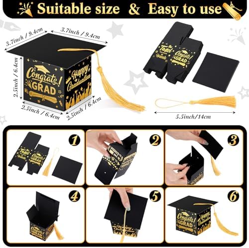 100 Pcs Graduation Candy Boxes with Tassels