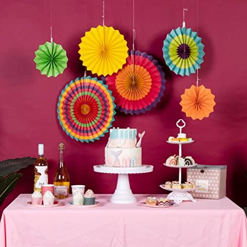 SUNBEAUTY 6-Pack Hanging Paper Fans for Party Decor