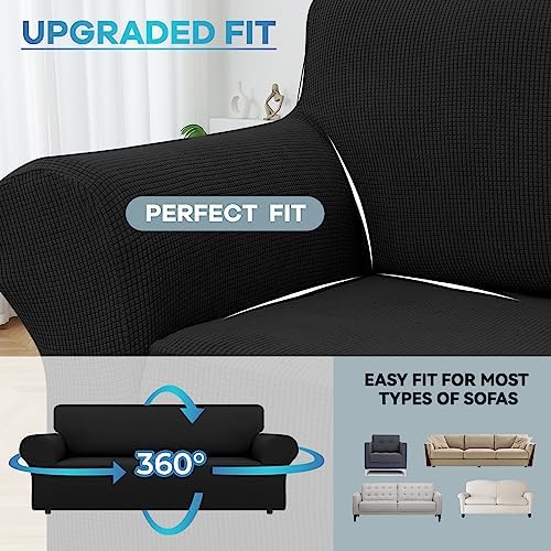 LURKA Stretch Loveseat Sofa Slipcover Medium Black
