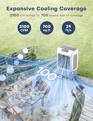 FANCOLE Windowless Air Cooler 2100CFM with 4 Ice Packs