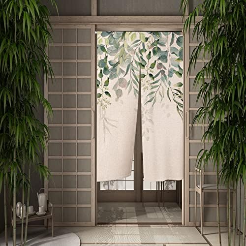 Green Leaves Eucalyptus Noren Curtain Door Divider
