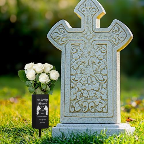 WEBEEDY Cemetery Vases with Spikes and Angel Wings Pattern