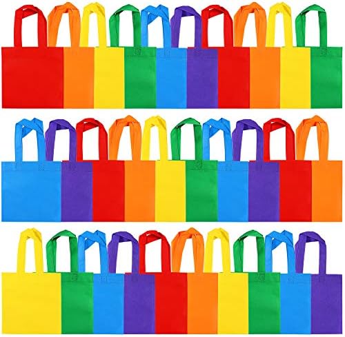 Elcoho 30-Piece Rainbow Non-Woven Tote Bag Set